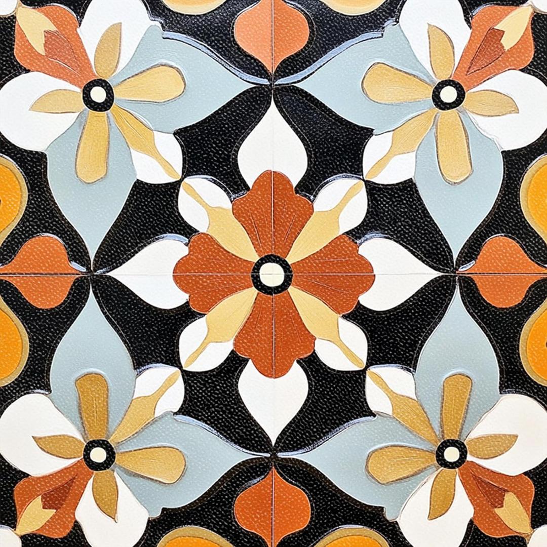 10PCS 12x12 Inch Retro Floral Pattern Peel and Stick Floor Tiles Removable Self Adhesive Vinyl Flooring Stickers for Kitchen Bathroom Living Room Entryway Home Decor