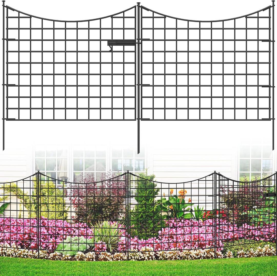 YITAHOME 5 Panels 36"(L)39"(H) Decorative Garden Fence Including 1 Gate Fence, Metal No Dig Fence for Dogs, Rustproof Garden Animal Barrier Fencing for Yard