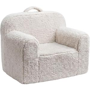 Pterying Toddler & Kids Chair Comfy for 1-3 Years Old, Toddler Couch with Washable Soft Sherpa Cover, Stable High-Resilience Foam Kid Sofa, Light Grey