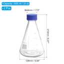 PATIKIL Erlenmeyer Flask, 2 Pcs 1000ml Narrow Mouth Graduated Flasks with Screw Cap Borosilicate Glass Flasks with Printed Graduation for Lab, Experiment, Chemistry, Science Study