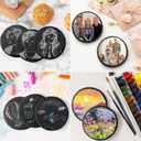 24 PCS Slate Drink Coasters Bulk, MAPRIAL 4 Inch Round Black Rustic Stone Coasters, Laser Engraving Blanks with Anti-Scratch Backing for Engraver, Wedding, Gifts, Home Decor, Bar