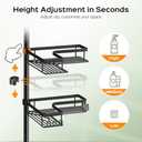 HAMITOR Shower Caddy Tension Pole: 4-Tier Corner Rustproof Bathroom Organizer with Soap Holder & Hooks - No-Drill Adjustable Shower Shelf for Renters - Family Stand Storage Rack - 47-123 Inch Black