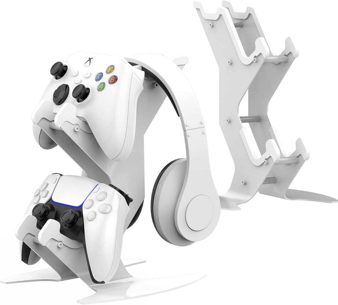DOYO Controller Holder Stand, Universal Metal Material Game Controller Headset Stand Controller Accessories for Gamepad of PS5 / Xbox / PS4 / Switch White