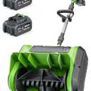 DEGGE Electric Cordless Snow Shovel, 2X 3.0Ah/ 21V/ 12-Inch Battery Snow Blower with Directional Plate & Adjustable Front Handle, Snow Removal for Driveway Sidewalk, Steps, Patio (Charger Included) (Green)