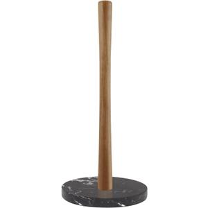 Buruis Wood Paper Towel Holder, Marble Base Modern Decorative Countertop Standing Rolls Holder for Kitchen, Toilet, Pantry and Bathroom (Marble Base Black)