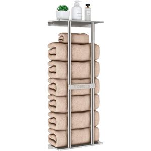 STWWO Bathroom Towel Storage for Bathroom, Wall Towel Rack for Rolled Towels, 30 inch Towel Holder Wall Mounted with Metal Shelf Can Holds 6 Large Towels, Brushed Nickel