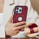 for iPhone 15 Pro Max Case Leather | iPhone 15 Pro Max Leather Case with Stand | Compatible with MagSafe with Magnetic Ring Grip Holder (Burgundy, IP 15 Pro Max-6.7inch)