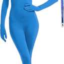 Full Bodysuit Womens Costume Without Hood Spandex Stretch Zentai Unitard Body Suit (Large, Light Blue)