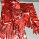 SATINIOR Women's Carnival Halloween Costume Elastic Spandex Shiny Wet Long Gloves and Thigh High Stockings
