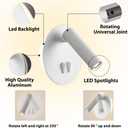 ZEROUNO Bedroom Wall Lamp with Switch Reading Light Hardwired Sconces Which Angle Adjustable for Bed-Side Interior Design (White)