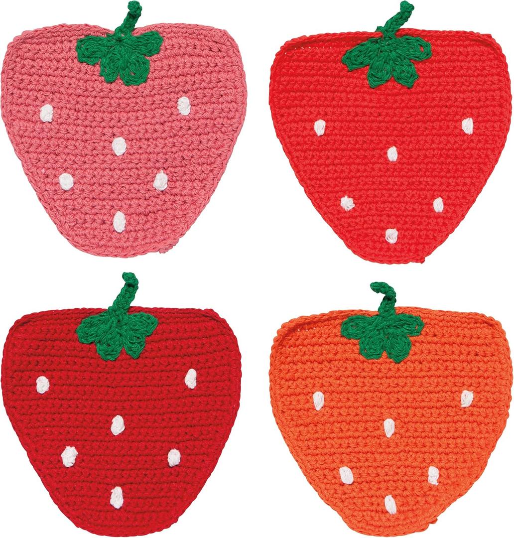 Jubilee Berry Sweet Crochet Coasters Set of 4 Assorted - W4.5 x H5in