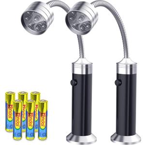 Barbecue Grill Light Grilling Accessories, Valentines Day Gifts for Him Men Dad Boyfriend Husband, Outdoor BBQ Magnetic LED Lights Flexible Gooseneck Weather Resistant Batteries Included 2 Pack (Black)