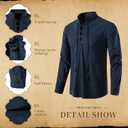 AOTORR Men's Long Sleeve Shirts Retro Style Lace up Medieval Hippie Viking Cosplay Pirate Top Renaissance Costume, Large