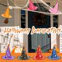 2 x Zando Halloween Kids Witch Hat For Boys Girls Women Star Print Wizard Hat Witch Hat Decoration Witch Accessories (One Size, X Purple & Orange)