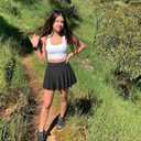 OQQ Women 2 Piece Skirts 2 in 1 Flowy Basic Versatile Stretchy Flared Casual Mini Skirts (XX-Large, Black,darkgreen)