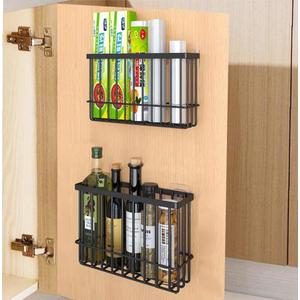 2 Piece Kitchen Cabinet Door Storage Box,Self Adhesive Wall Mounted Storage Boxes,Wardrobe/Bathroom/Refrigerator Small Items Organizer Storage Box (Black) 2 Piece Kitchen Cabinet Door Storage Box,Self Adhesive Wall Mounted Storage Boxes,Wardrobe/Bathroom/Refrigerator Small Items Organizer Storage Box (Black)