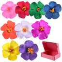 9PCS Different-Colored Flower Hair Clips for Girl and Women, 4" Hibiscus Hawaiian Hair Clips for Summer Vacation, Beach Party Accessories