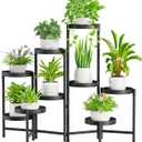 iDavosic.ly Plant Stand Indoor Outdoor, 9 Tier Corner Metal Flower Display Holder Shelf, Easy Assembly Folding Tall Orchid Rack for Patio Balcony Porch Garden Living Room House, Black