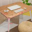 Foldable Laptop Desk for Bed, Bed Laptop Table, Foldable Portable Lap Bed Tray, 23.6 Inch Floor Table for Drawing Reading and Writing, Bamboo