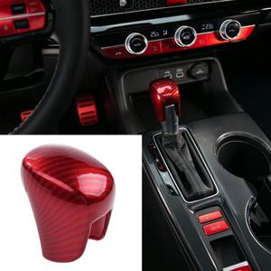Thenice Gear Shift Knob Cover Automatic Transmission CVT Boots Change Lever Stick Decoration Compatible with Honda Civic 2022-2026, CRV/HR-V 2023-2026, Accord 2018-2026 -Red Carbon Fiber