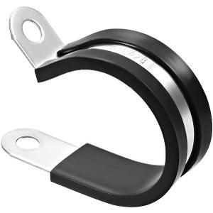 UXCELL 1-1/8" (28mm) Stainless Steel Rubber Cushioned Insulated R Shape Metal Clamp 5Pcs