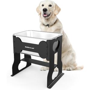 2.4 Gallon Elevated Large Dog Water Bowl,14" Raised Stainless Steel Bowl with Stand for Large Breed, Full Metal Dog Feeding Station for Relief Joint Pressure, Easy Clean for Indoor & Outdoor Uses