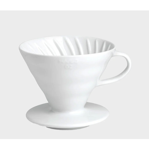 Hario V60 Ceramic Coffee Dripper Pour Over Cone Coffee Maker Size 02, White