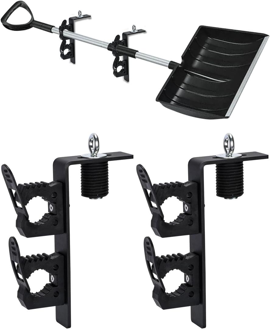 TOPOWN Dual Tool Hooks Rack Mount for Polaris Ranger, UTV Tool Holder Bed Mount Shovel Holder, UTV Tool Mount Carrier Farm Tool Storage of 2 Tools, Heavy Duty and Weatherproof (Pack of 2)