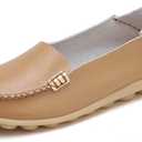 VenusCelia Women's Natural Comfort Walking Flat Loafer (Beige), Size 9.5 M