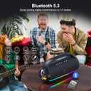 HWWR Portable Bluetooth Speaker with 2 Wireless Microphones, IPX5 Waterproof Speakers with Deep Bass & LED Lights, Loud Stereo Portable Speaker for Outdoor Indoor Home Parties Hiking Camping