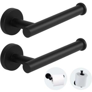 2-Piece Toilet Paper Holder - SUS 304 Stainless Steel Toilet Paper Holder Wall Mount, Toilet Paper Roll Holder for Bathroom, Kitchen, Washroom - Matte Black