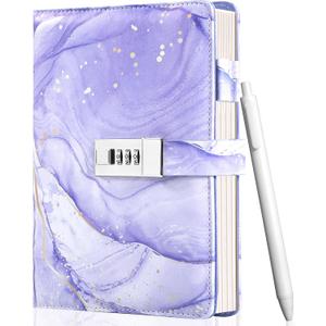 Diary with Lock for Girls, A5 Password Refillable Lined Journal Kit Locked Diary, Cute Stuff Christmas Birthday Gifts for Girls 6 7 8 9 10 11 12 13 14 Year Old Girl Toys, Teen Girl Gifts, Purple