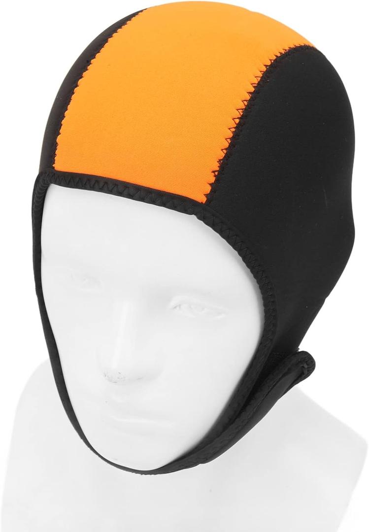 Alomejor Wetsuit Hood Thermal Swim Surf Diving Hood Sun UV Protection Quick Drying for Men Women (Black Orange)