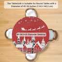 Pardick Red Christmas Round Fitted Tablecloth with Elastic Edge, Reindeer Santa Fitted Table Cloth Waterproof Wipeable Table Cover Holiday Tablecloth, Fits Tables up to 45"-56" Diameter