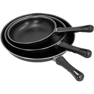 Frying Pan, 3Pcs Stainless Steel NonStick Frying Pan Set Household Mini Pan Kitchenware with Heat Insulation Handle for Induction Cooker Gas Stove 8/10/12in