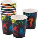 Fun Express Skateboard Party Kick Flip Disposable Paper Cups, 9 oz | 8 Count
