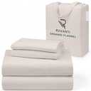 RUVANTI Flannel Sheets Queen Size - GOTS Certified 100% Organic Cotton, 4 Piece Warm, Soft & Breathable Set, Deep Pocket Snug Fit, Double Brushed Cozy All Season Bedding, Natural