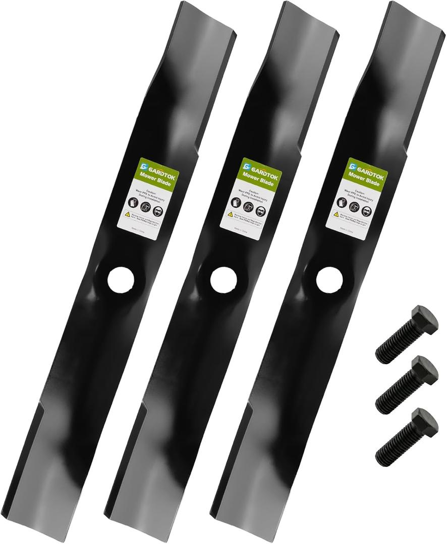 3-Pack Standard Lift 21" Mower Blades Replacement for John Deere 60" Deck Z730M Z735E Z735M Z720E Z740R Z760R Zero Turns, Fits OEM UC14208 M163983, 15/16" Center Circle Hole