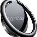 Lamicall Cell Phone Ring Holder Stand - Phone Finger Gip Kickstand, 360 Rotation Polished Metal Grip for Magnetic Car Mount, Compatible with iPhone 16/15/14 Pro Max, Android Smartphone Accessories (Black-01)