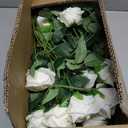 InnoGear 50 Pcs White Roses Artificial Flowers, Fake Velvet Silk Rose Bulk Faux Flower for Mother's Gift Decoration DIY Wedding Centerpieces Proposal Bridal Bouquets Party Floral Decor (50, White)
