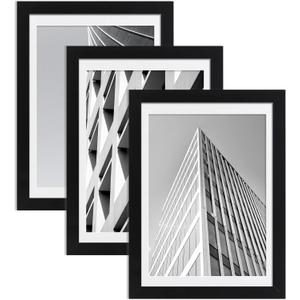 ELSKER&HOME 24x36 Poster Frame Black 3 Pack, Display 20x30 Pictures with Mat or 24x36 Poster without Mat, Horizontal and Vertical Wall Mounting (24 x 36, Black with White Mat)