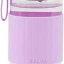 13oz/380ml small glass water bottle with leak-proof Lid,Anti-slip silicone sleeve, Lightweight and portable drinking cup,tea infuser and Silicone strap (Purple,13oz)