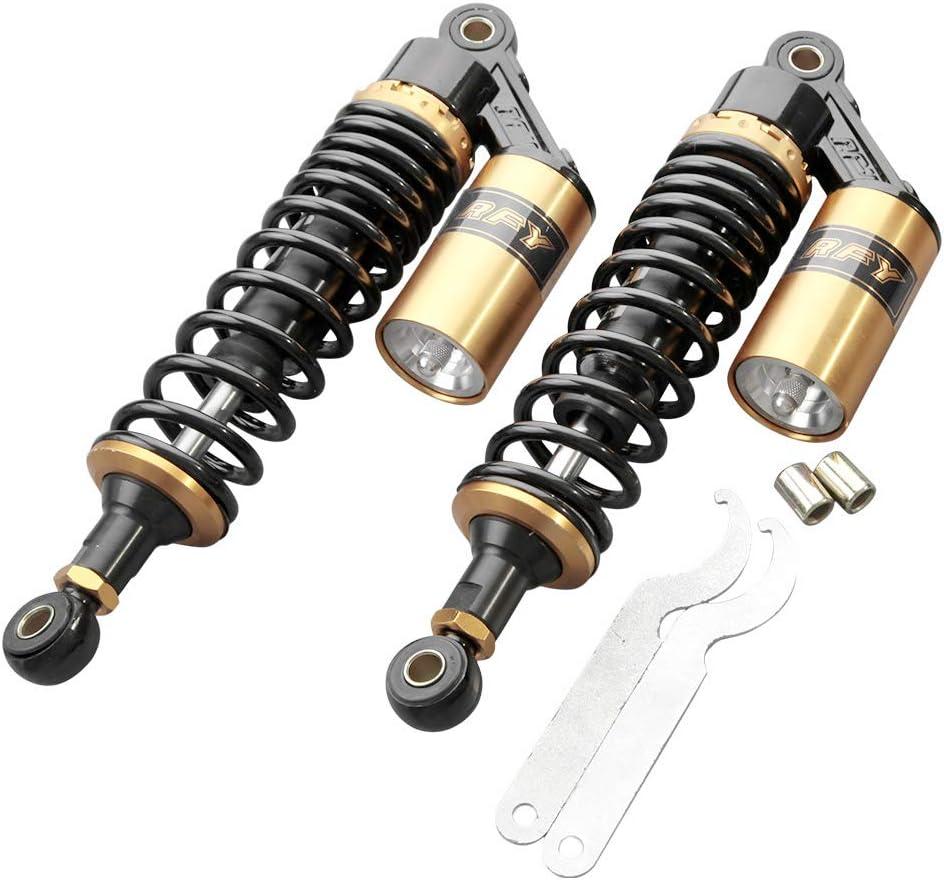 GZYF Pair 320mm Universal Motorcycle Rear Air Shock Absorbers Adjustable Go Kart Suspension for HONDA for Suzuki for Kawasaki for Yamaha ATV Go Kart Quad Dirt Sport Bikes Black & Gold