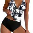 GORGLITTER Women's Boho Swimsuit Tropical Tankini Sets Spaghetti Strap High Waisted Bathing Suit 2025, Medium