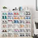 SIMPDIY Shoe Organizer, 12 Pack Shoe Storage Shoe Organizer for Closet, Shoe Boxes Clear Plastic Stackable Shoe Storage Boxes for Size 13