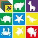 Epakh 24 Pieces Stencils for Kids 8 Inches Drawing Stencils Chalk Template Large Washable Geometric and Garden Themed Primary Shape Template for Kids Toddlers Preschooler(Animal Style)