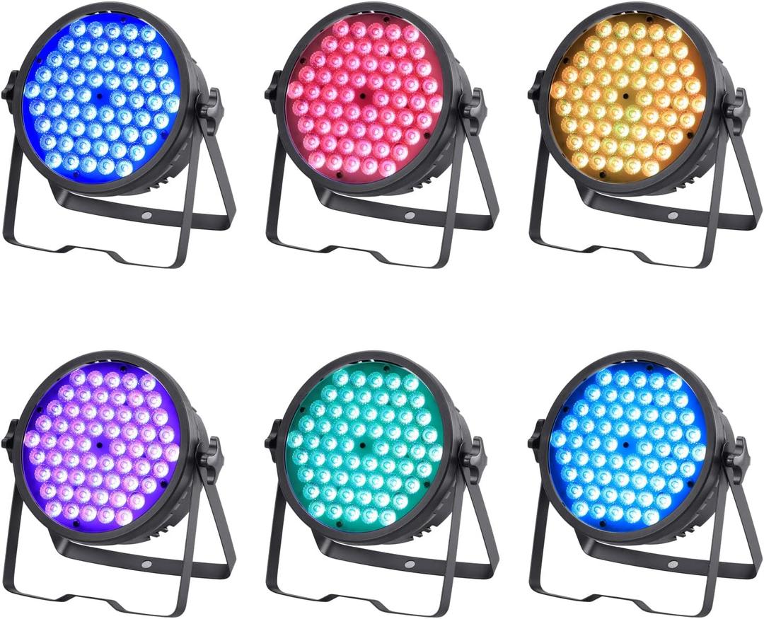 BETOPPER Mini DJ Par Light, 60x3W RGB Par Can Wash Lights Slim LED Stage Lighting Super Bright DMX 512 for Bar, Party, Wedding, Disco, Club, Shows, Recording Studio etc(6 Packs)