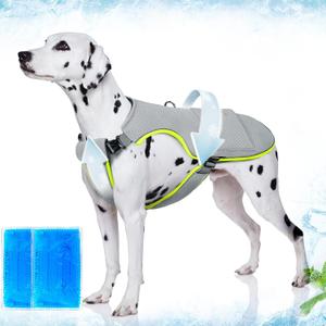 Mora Pets Dog Cooling Vest with Ice Pack Evaporation Cool Harness Adjustable Summer Shirt Pet Jacket for Hot Weather Fit Large Medium Small Dogs Grey XL
