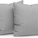 LVTXIII Outdoor/Indoor Throw Pillows, Decorative Patio Accent Pillows, Fluffy Water Repellent Garden Cushions for Home Patio Coach Sofa Use, 1818 Inch, Pack of 2, Strip Grey