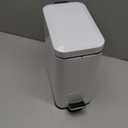 Homie Soft Close, Slim Trash Can 1.6 Gallon with Anti - Bag Slip Liner and Lid, Use as Mini Garbage Basket, Slim Dust Bin, or Decor in Bathroom, Restroom, Kitchen, or Bedroom (Shiny White)